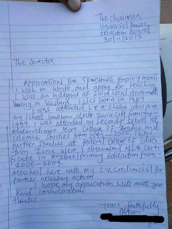 how to write an application letter in nigeria for a teaching job