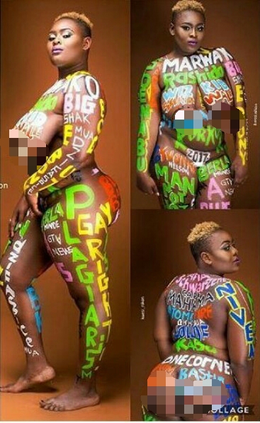 Ama Richest's Body Painting Of Ghanaian Celebrities' Names & Events Of 2017  - Celebrities - Nigeria