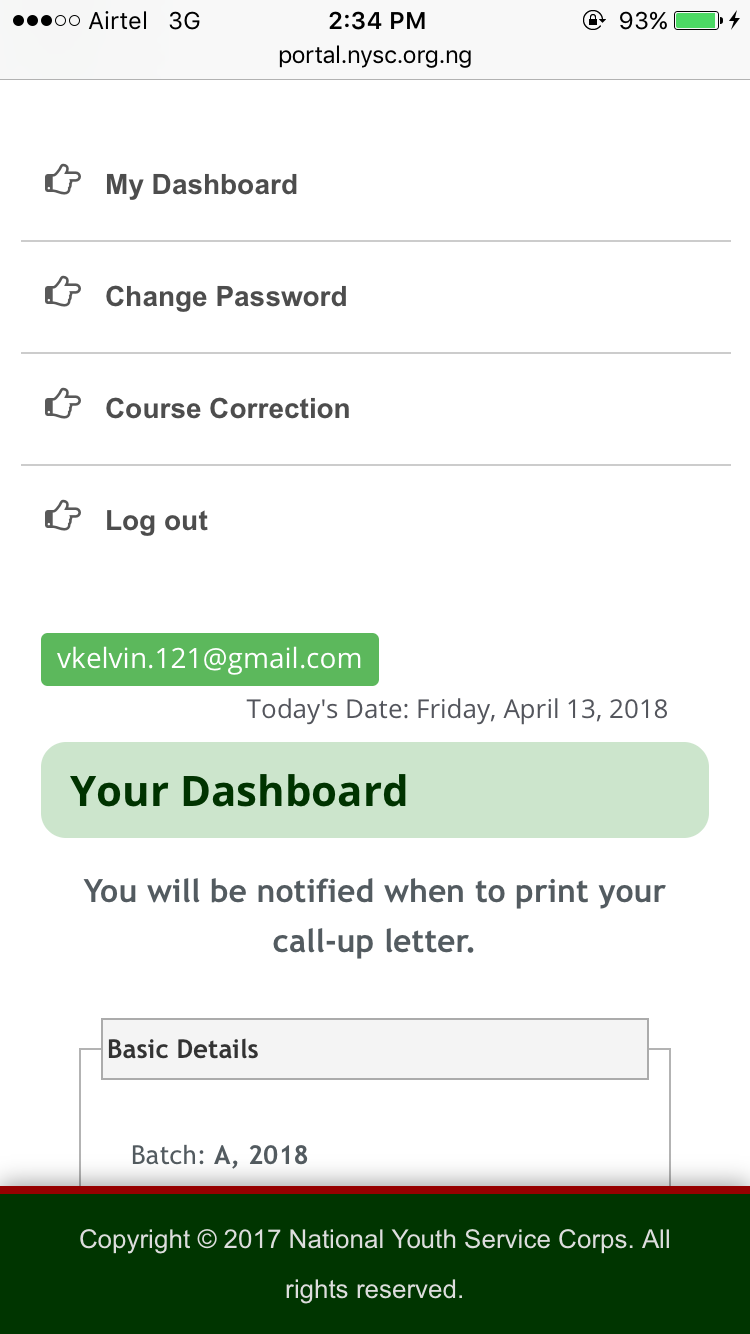 NYSC Batch A 2018 Printing Of Call Up Letter NYSC 12 Nigeria