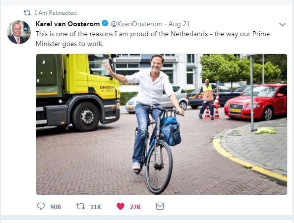 Netherlands Prime Minister Rides Bicycle To Work Photo Foreign