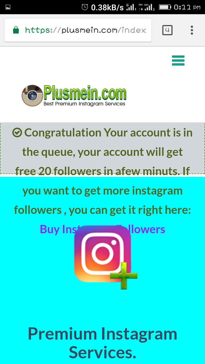 note you can try this again after 24 hours to get another 20 free followers - 20 free followers on instagram