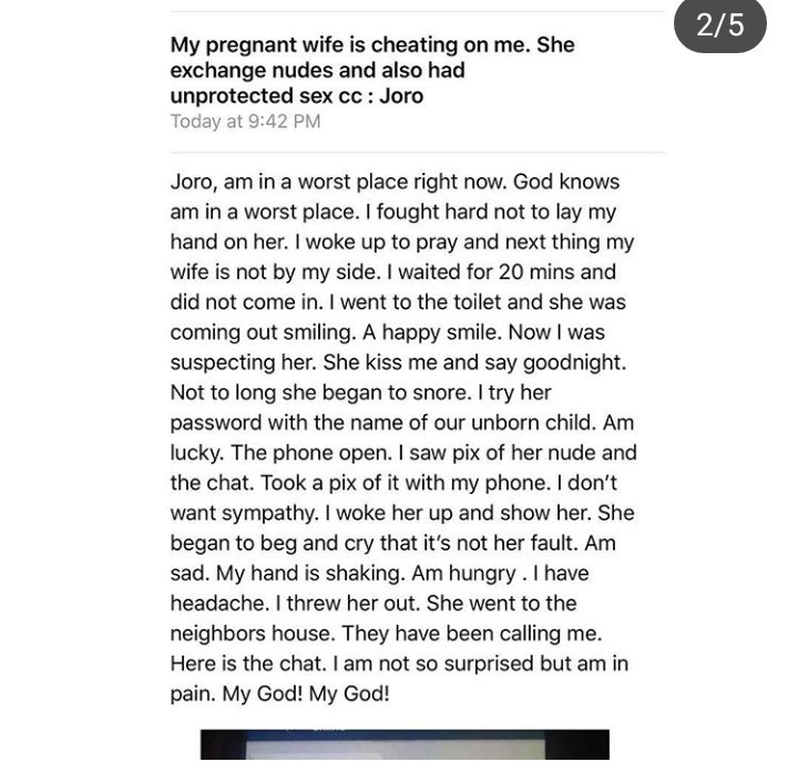 Husband Exposes Nude Photos And Chats His Pregnant Wife Sent To Her ... image