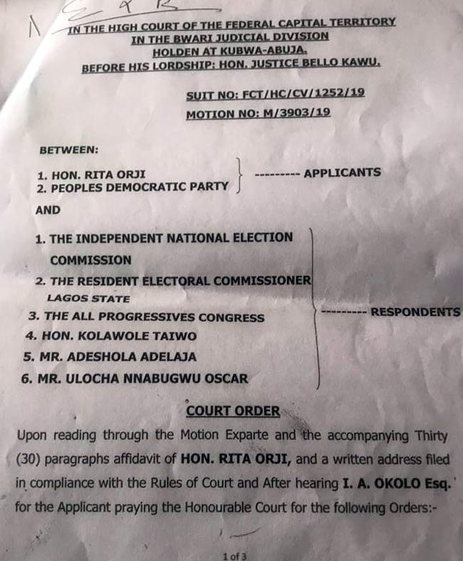 Breaking: Court Stops Re run Elections In Parts Of Lagos Politics