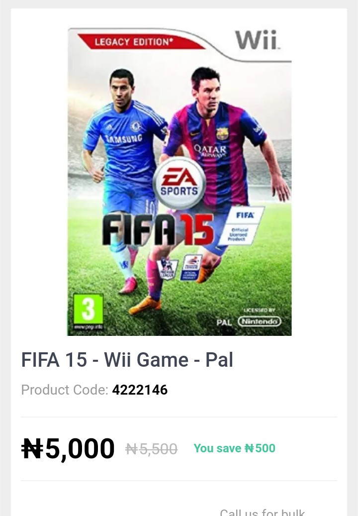 FIFA 15 - Wii Game - Pal - Video Games And Gadgets For Sale - Nigeria