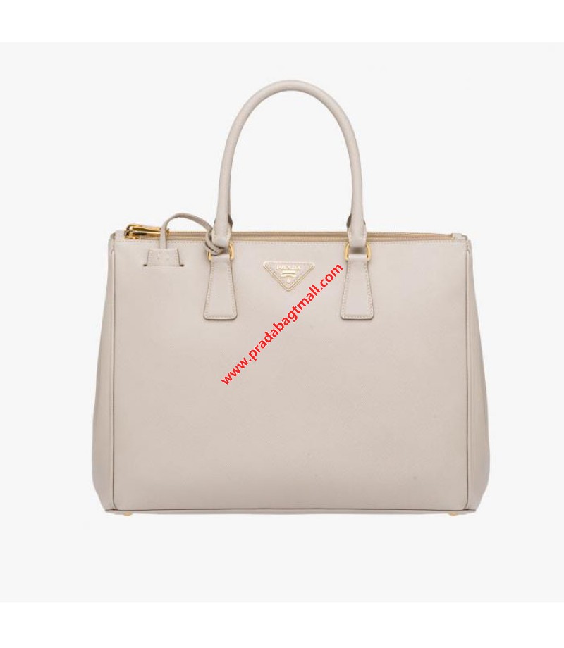 Shop Prada 1BA786 Saffiano Leather Tote In Beige Fashion