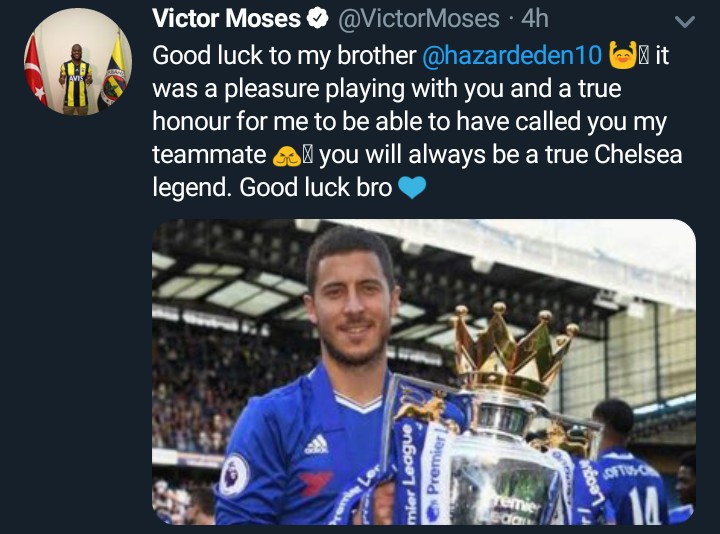 Goodbye Messages From Chelsea Players To Hazard - Sports - Nigeria