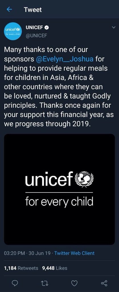 UNICEF Thanks TB Joshua's Wife 'Evelyn' For Support ...